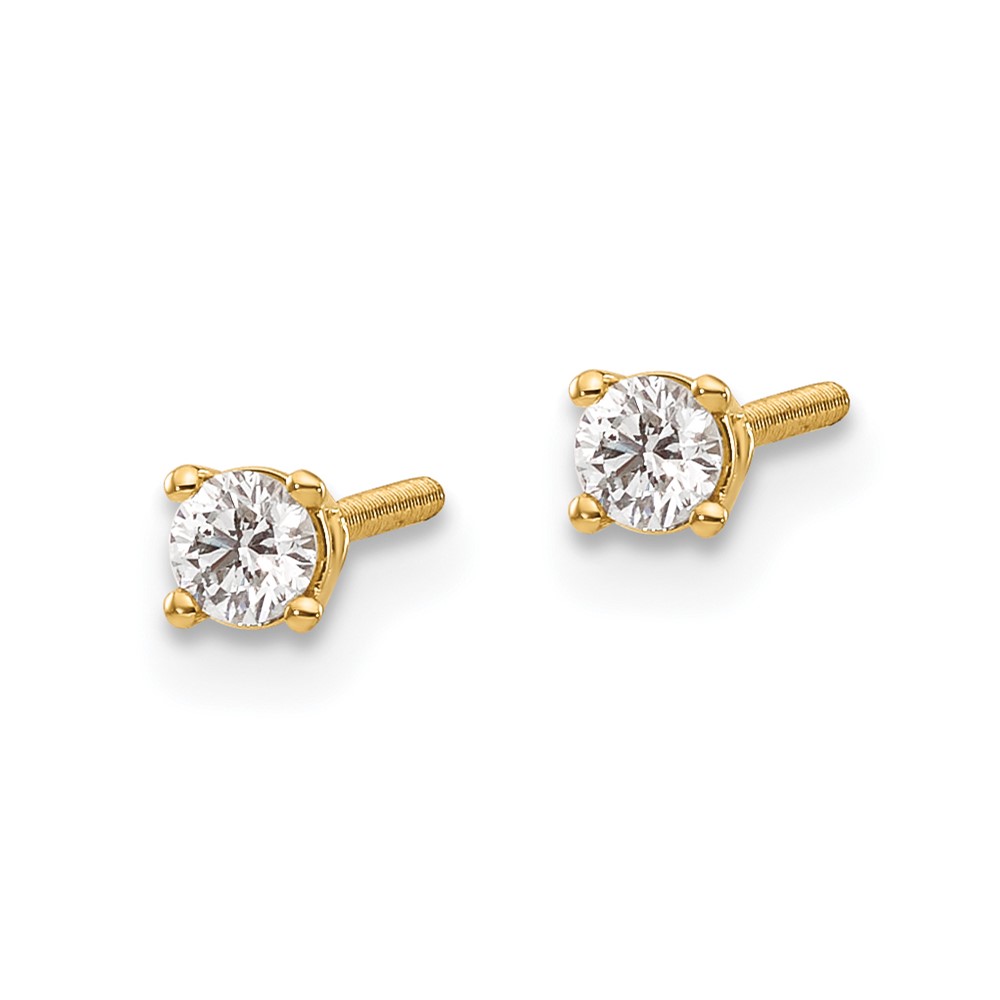 14ky .15ct. SI3 G-I Diamond Stud Thread on/off Post Earrings (ST3-15)
