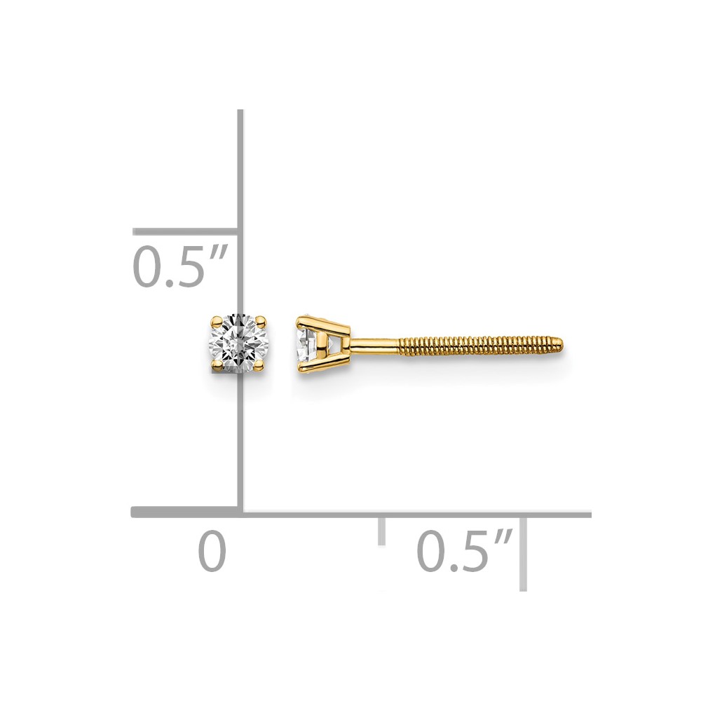14ky .15ct. SI3 G-I Diamond Stud Thread on/off Post Earrings (ST3-15)