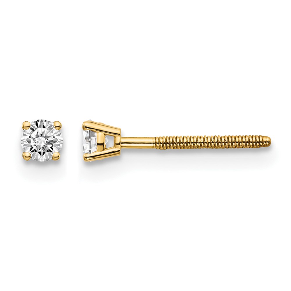 14ky .15ct. SI3 G-I Diamond Stud Thread on/off Post Earrings (ST3-15)