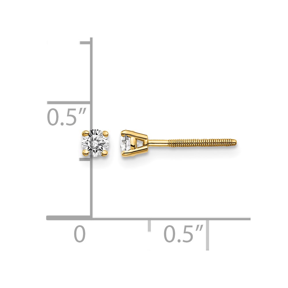 14ky .20ct. SI3 G-I Diamond Stud Thread on/off Post Earrings (ST3-20)