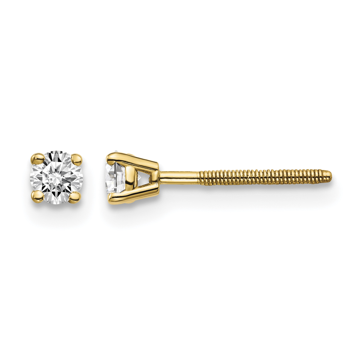 14ky .20ct. SI3 G-I Diamond Stud Thread on/off Post Earrings (ST3-20)