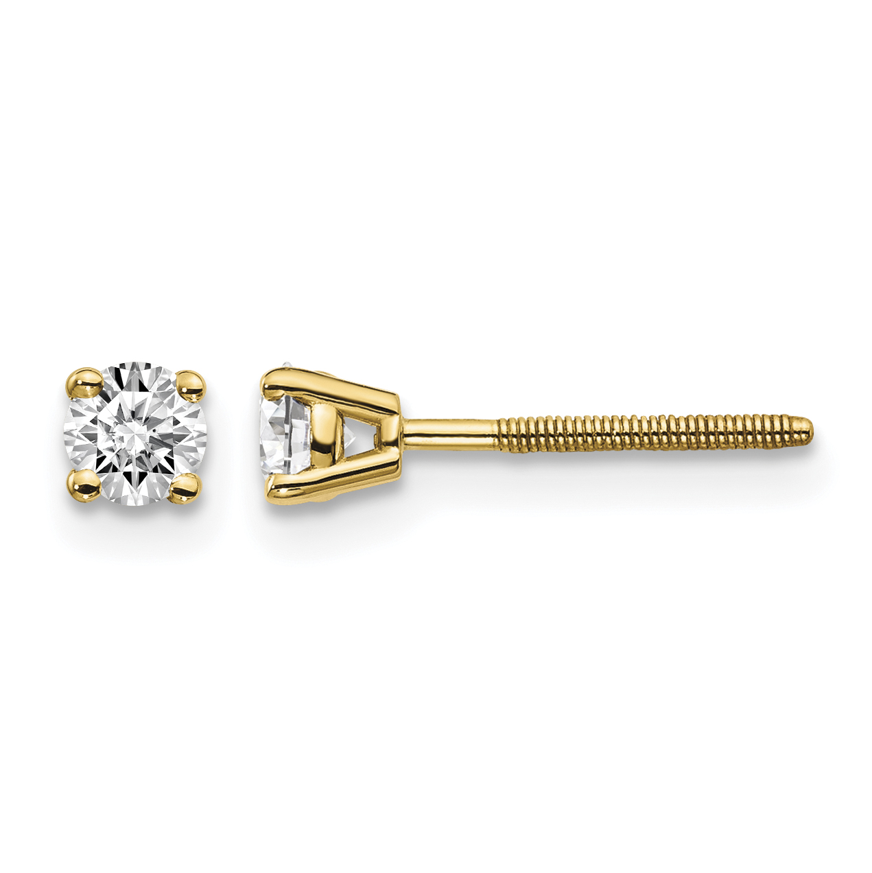 14ky .30ct. SI3 G-I Diamond Stud Thread on/off Post Earrings (ST3-30)