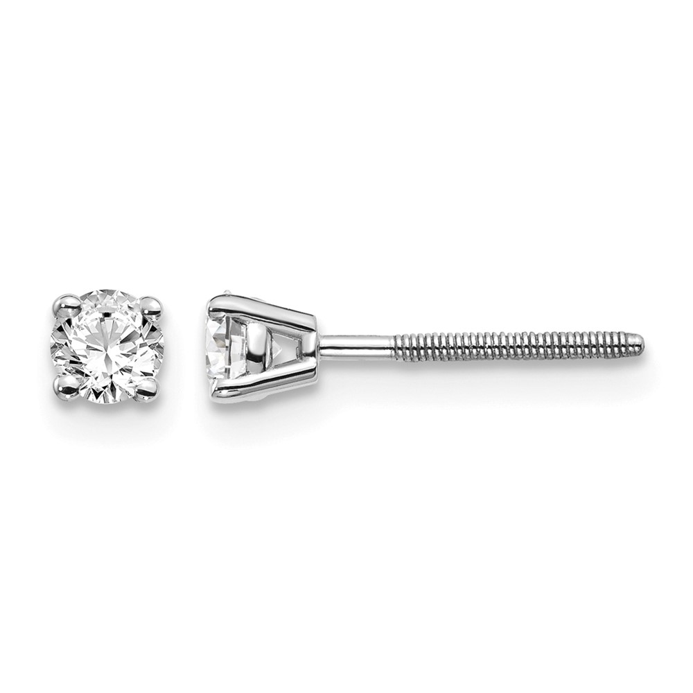 14K White Gold .30ct VS2 SI1 G-i Diamond Stud Thread on Off Post Earrings