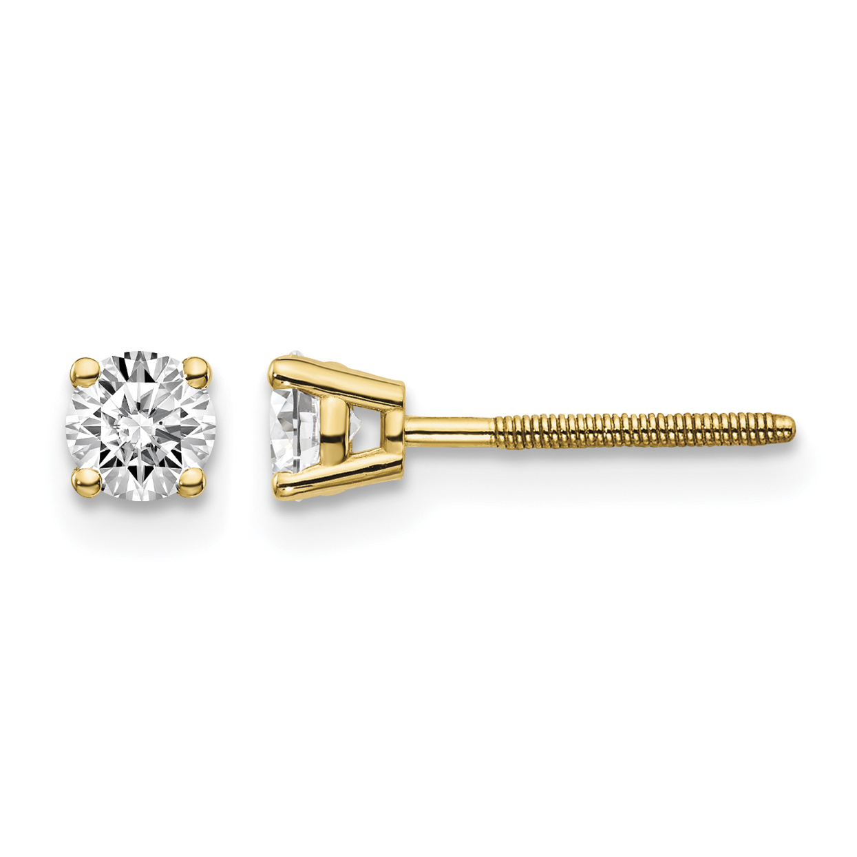 14ky .40ct. SI3 G-I Diamond Stud Thread on/off Post Earrings (ST3-40)