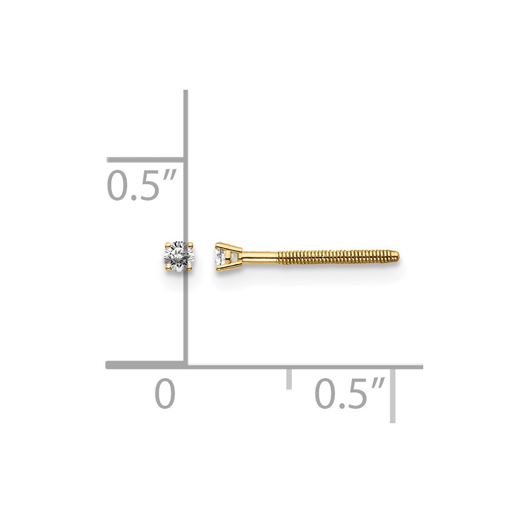 14ky .05ct. SI3 G-I Diamond Stud Thread on/off Post Earrings (ST3-5)