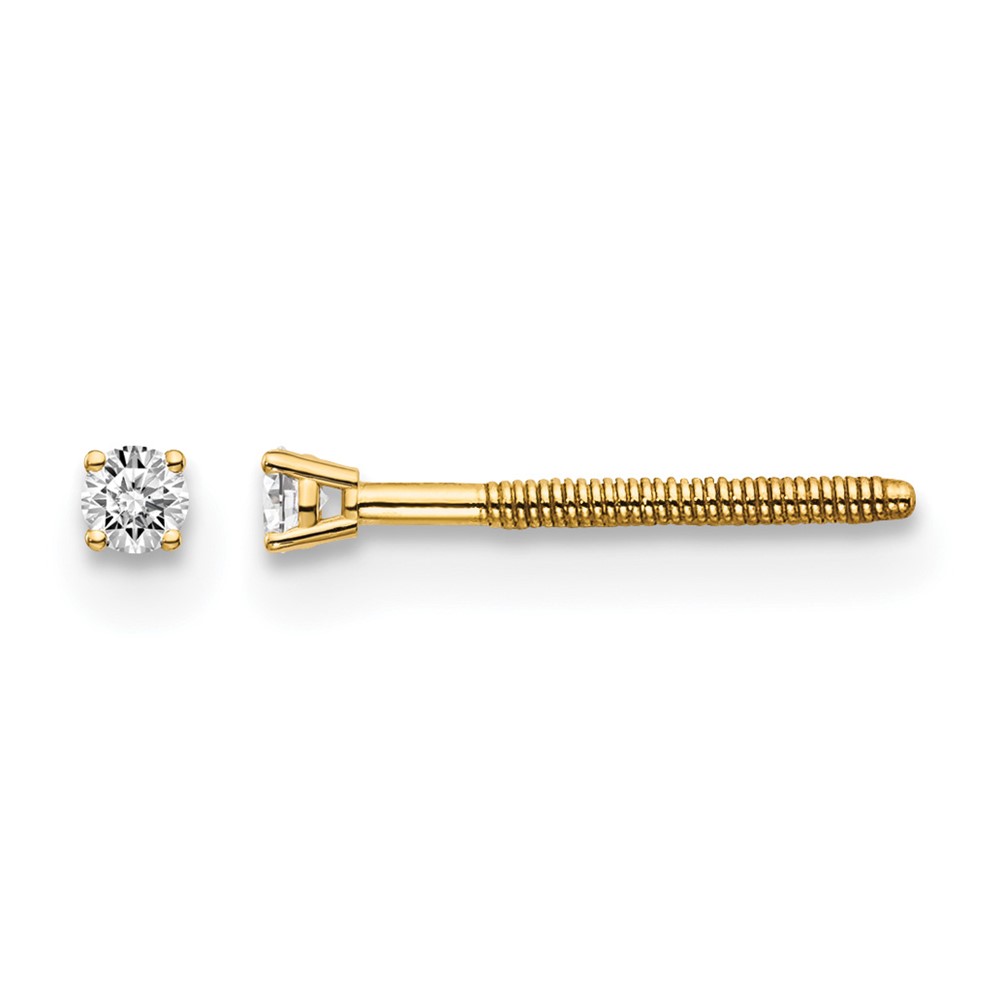 14K Yellow Gold .05ct VS2 SI1 G-i Diamond Stud Thread on Off Post Earrings