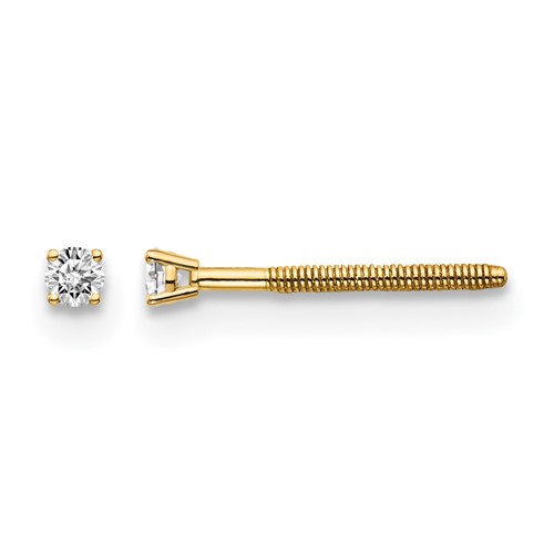14K Yellow Gold.05ct VS2 SI1 G-i Diamond Stud Thread on Off Post Earrings