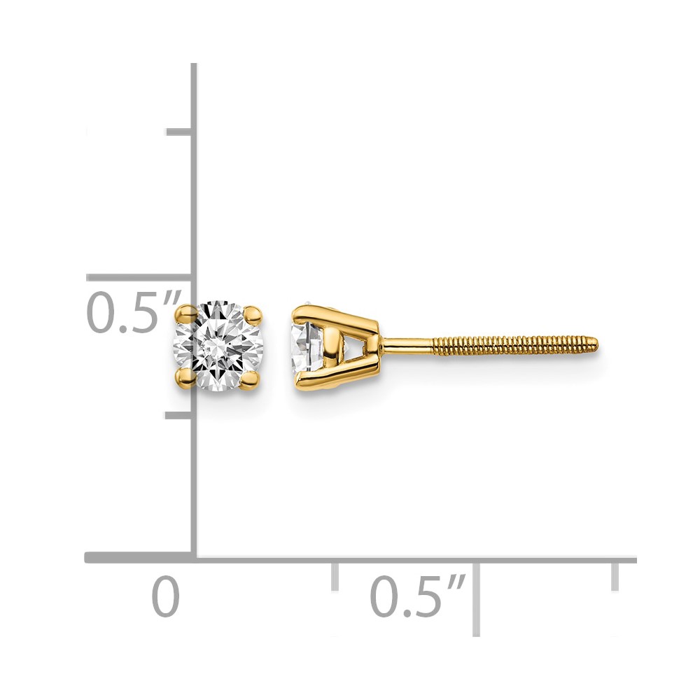14ky .50ct. SI3 G-I Diamond Stud Thread on/off Post Earrings (ST3-50)