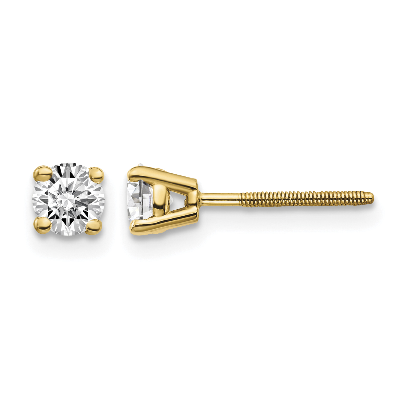 14ky .50ct. SI3 G-I Diamond Stud Thread on/off Post Earrings (ST3-50)