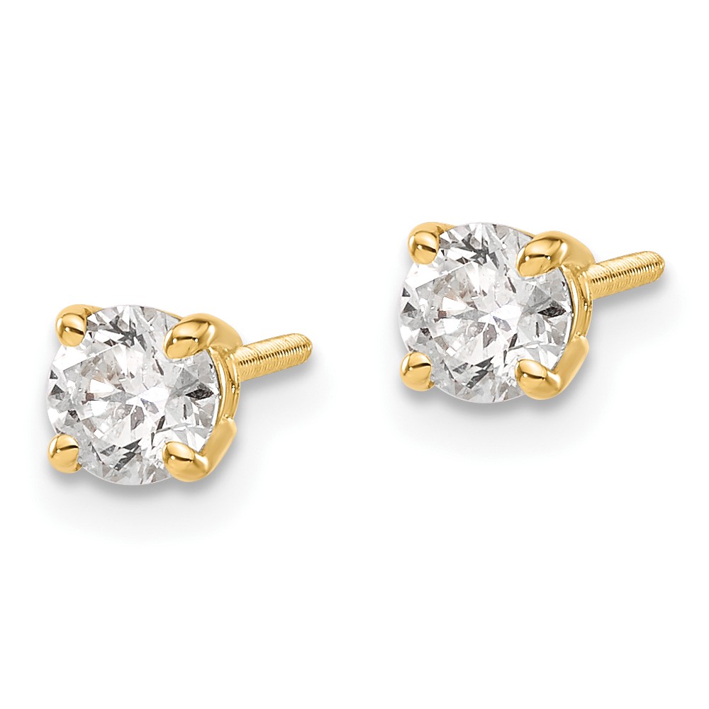 14ky .60ct. SI3 G-I Diamond Stud Thread on/off Post Earrings (ST3-60)