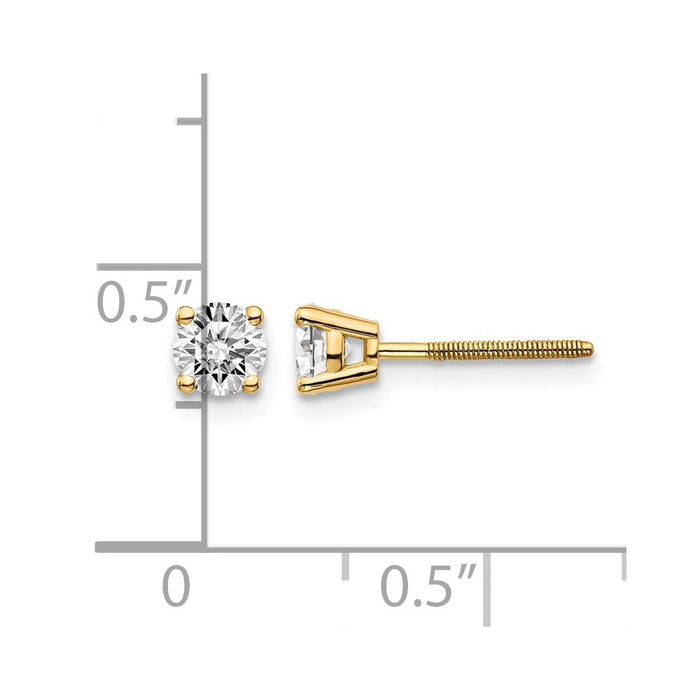 14ky .60ct. SI3 G-I Diamond Stud Thread on/off Post Earrings (ST3-60)