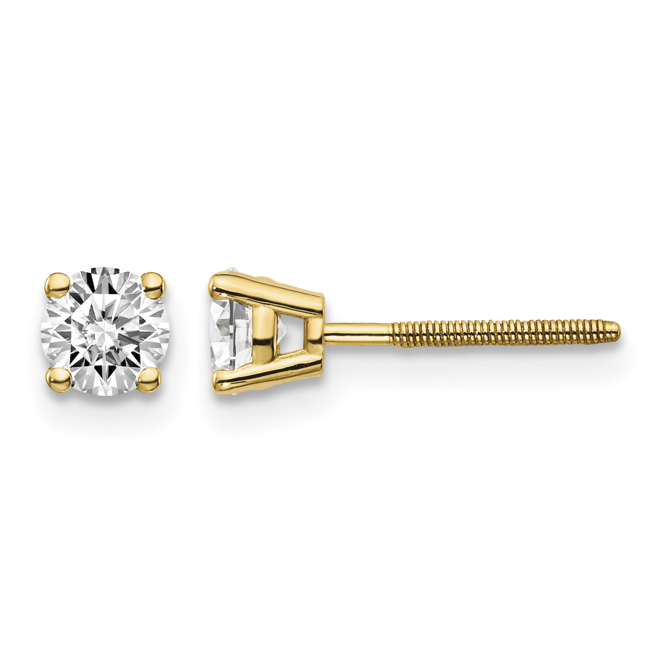 14ky .60ct. SI3 G-I Diamond Stud Thread on/off Post Earrings (ST3-60)