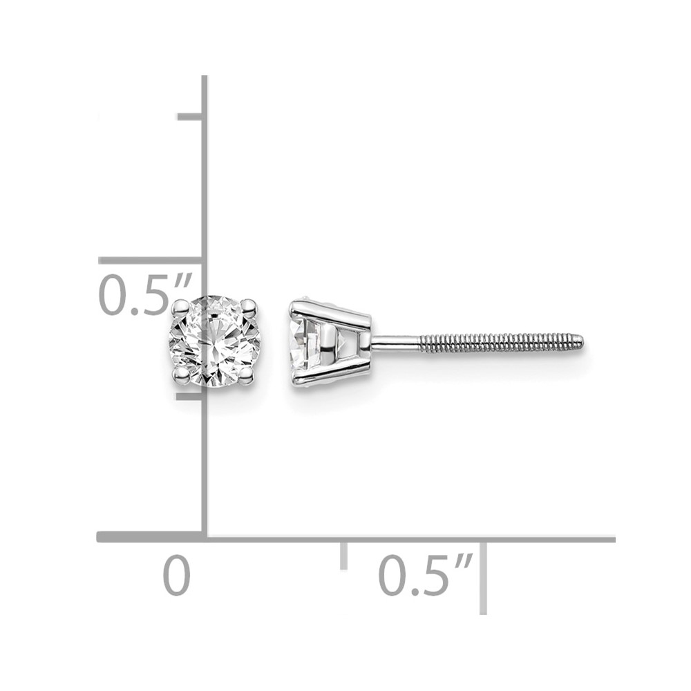 14kw .60ct SI3 G-I Diamond Stud Thread on/off Post Earrings (ST3-60W)
