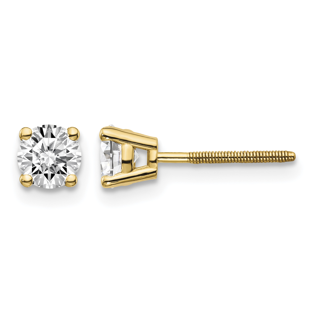 14ky .70ct. SI3 G-I Diamond Stud Thread on/off Post Earrings (ST3-70)