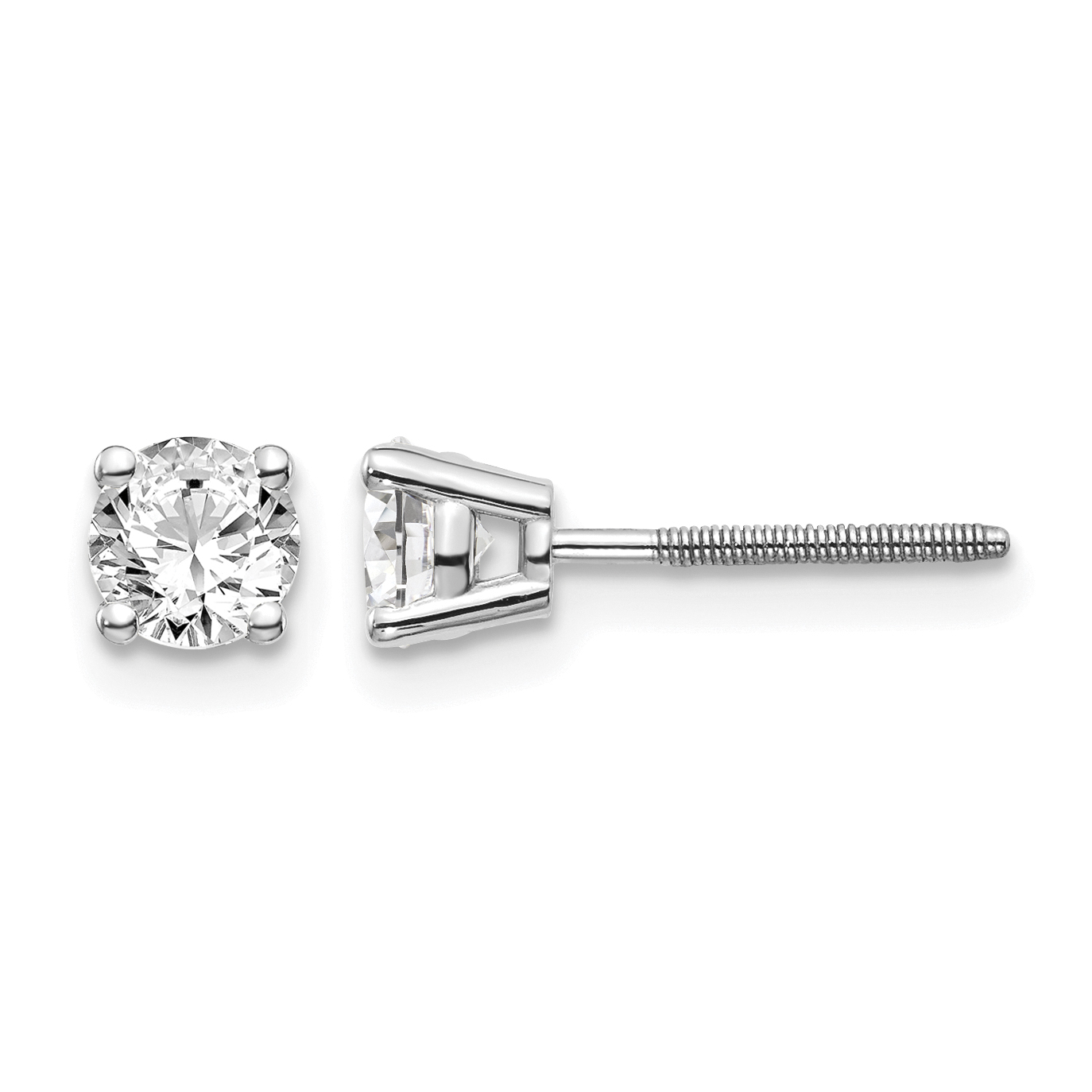 14kw .70ct SI3 G-I Diamond Stud Thread on/off Post Earrings (ST3-70W)