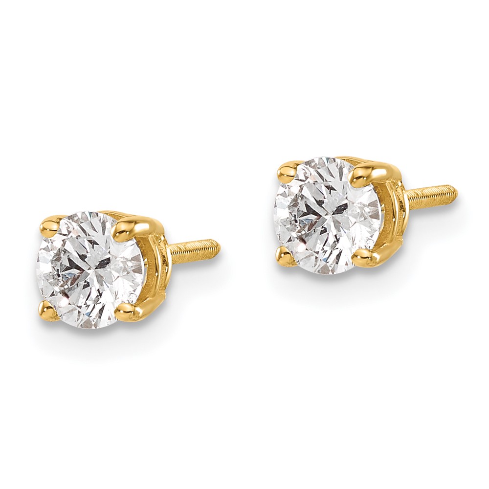 14ky .75ct. SI3 G-I Diamond Stud Thread on/off Post Earrings (ST3-75)