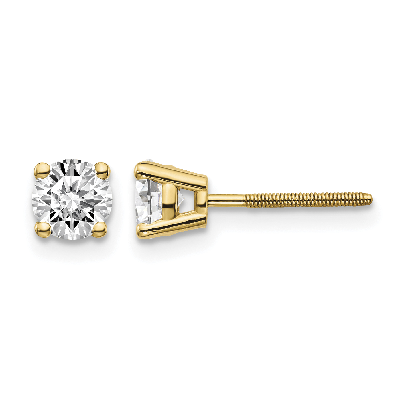 14ky .75ct. SI3 G-I Diamond Stud Thread on/off Post Earrings (ST3-75)