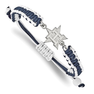 Stainless Steel Major League Baseball LogoArt Houston Astros Adjustable Cord Bracelet