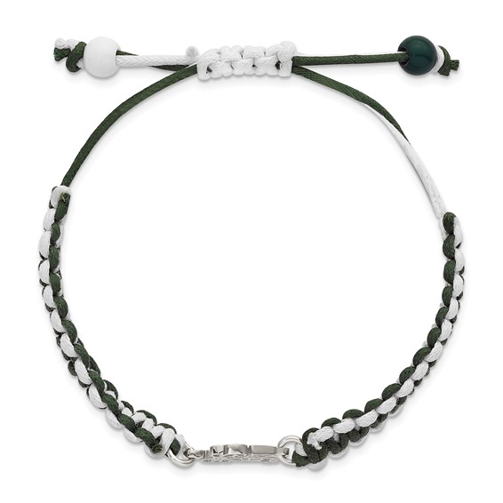 Stainless Steel Major League Baseball LogoArt Oakland Athletics Adjustable Cord Bracelet
