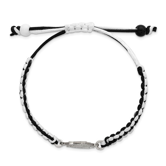 Stainless Steel NHL LogoArt Chicago Blackhawks Adjustable Cord Bracelet