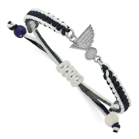 Stainless Steel NHL LogoArt St. Louis Blues Adjustable Cord Bracelet