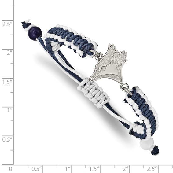 Stainless Steel Major League Baseball LogoArt Toronto Blue Jays Adjustable Cord Bracelet