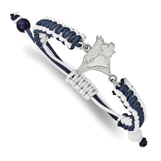 Stainless Steel Major League Baseball LogoArt Toronto Blue Jays Adjustable Cord Bracelet