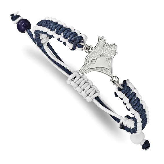 Stainless Steel Major League Baseball LogoArt Toronto Blue Jays Adjustable Cord Bracelet