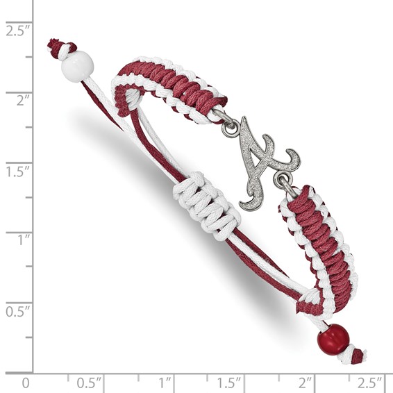 Stainless Steel Major League Baseball LogoArt Atlanta Braves Adjustable Cord Bracelet