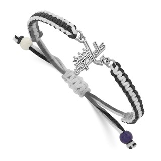 Stainless Steel NHL LogoArt Washington Capitals Adjustable Cord Bracelet