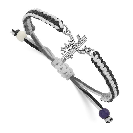Stainless Steel NHL LogoArt Washington Capitals Adjustable Cord Bracelet
