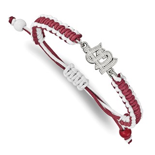 Stainless Steel Major League Baseball LogoArt St. Louis Cardinals Adjustable Cord Bracelet