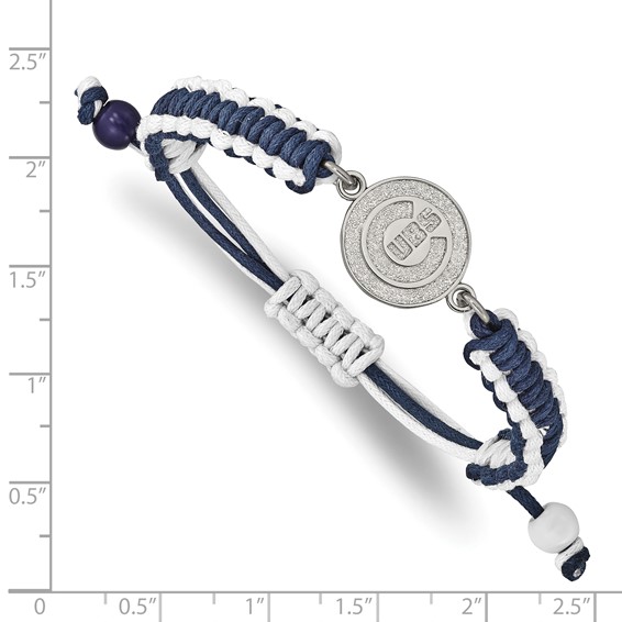 Stainless Steel Major League Baseball LogoArt Chicago Cubs Adjustable Cord Bracelet