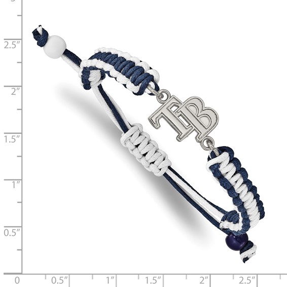 Stainless Steel Major League Baseball LogoArt Tampa Bay Rays Adjustable Cord Bracelet