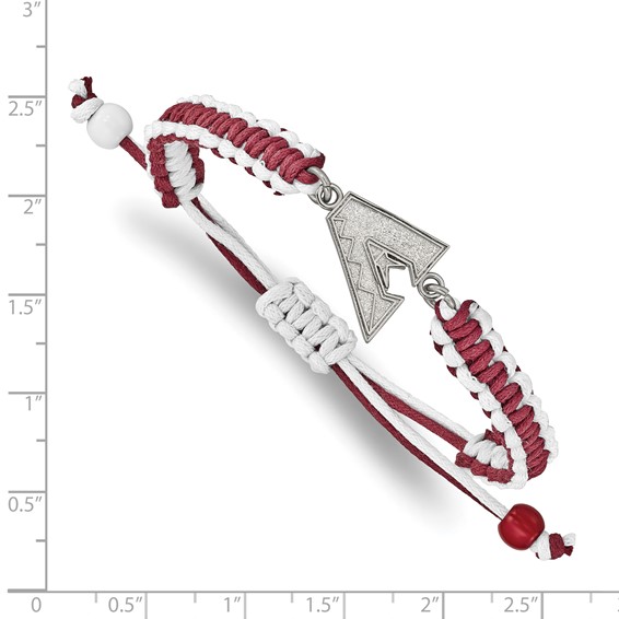 Stainless Steel Major League Baseball LogoArt Arizona Diamondbacks Adjustable Cord Bracelet