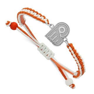 Stainless Steel NHL LogoArt Philadelphia Flyers Adjustable Cord Bracelet