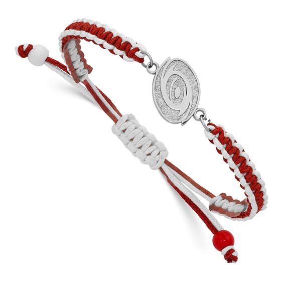 Stainless Steel NHL LogoArt Carolina Hurricanes Adjustable Cord Bracelet