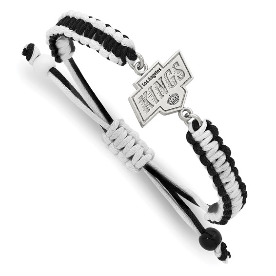 Stainless Steel NHL LogoArt LA Kings Adjustable Cord Bracelet