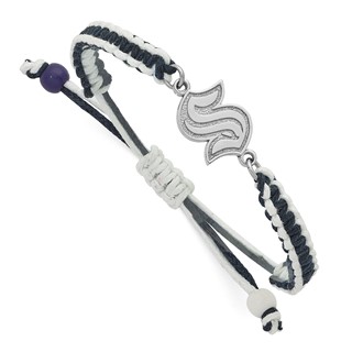 Stainless Steel NHL LogoArt Seattle Kraken Adjustable Cord Bracelet