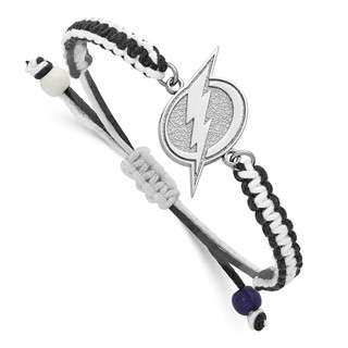 Stainless Steel NHL LogoArt Tampa Bay Lightning Adjustable Cord Bracelet
