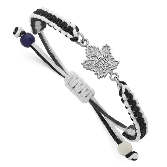 Stainless Steel NHL LogoArt Toronto Maple Leafs Adjustable Cord Bracelet