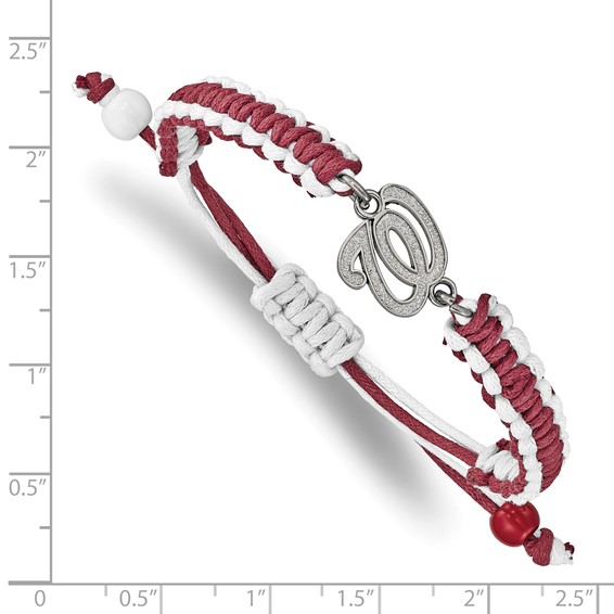 Stainless Steel Major League Baseball LogoArt Washington Nationals Adjustable Cord Bracelet