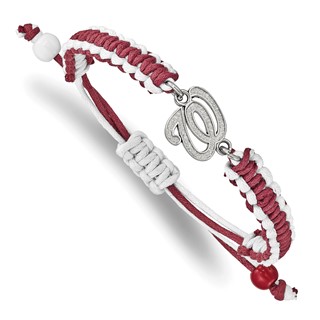 Stainless Steel Major League Baseball LogoArt Washington Nationals Adjustable Cord Bracelet
