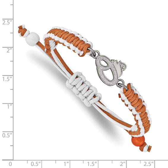 Stainless Steel Major League Baseball LogoArt Baltimore Orioles Adjustable Cord Bracelet