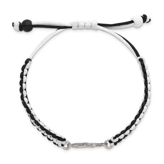 Stainless Steel NHL LogoArt Pittsburgh Penguins Adjustable Cord Bracelet