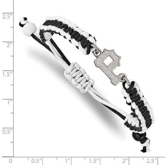 Stainless Steel Major League Baseball LogoArt Pittsburgh Pirates Adjustable Cord Bracelet