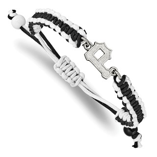 Stainless Steel Major League Baseball LogoArt Pittsburgh Pirates Adjustable Cord Bracelet