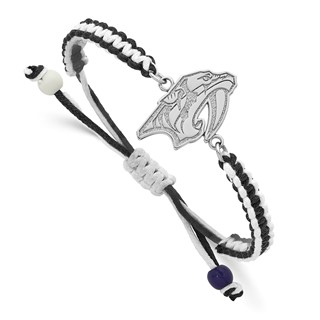 Stainless Steel NHL LogoArt Nashville Predators Adjustable Cord Bracelet