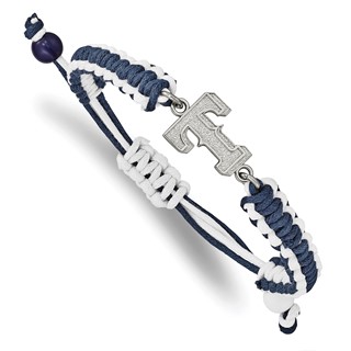 Stainless Steel Major League Baseball LogoArt Texas Rangers T Adjustable Cord Bracelet