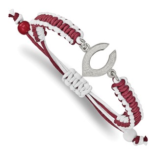 Stainless Steel Major League Baseball LogoArt Cincinnati Reds Adjustable Cord Bracelet